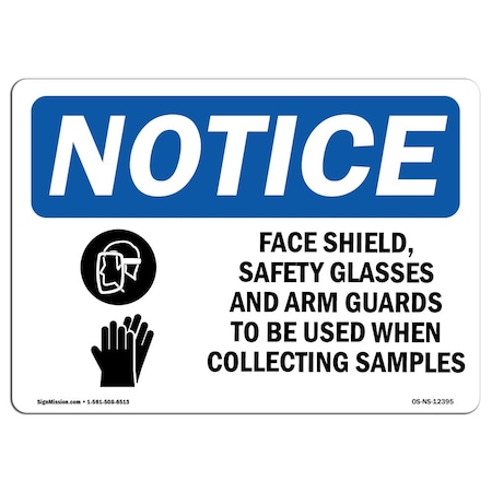 Signmission OSHA Sign, Face Shields Safety Glasses With Symbol, 14in X 10in Aluminum, 14" W, 10" H, Landscape OS-NS-A-1014-L-12395